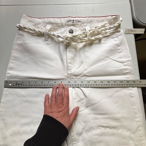 NWT Vintage 2003 Tommy Hilfiger bleached white clean front wide leg jeans 10 - Picture 14 of 14